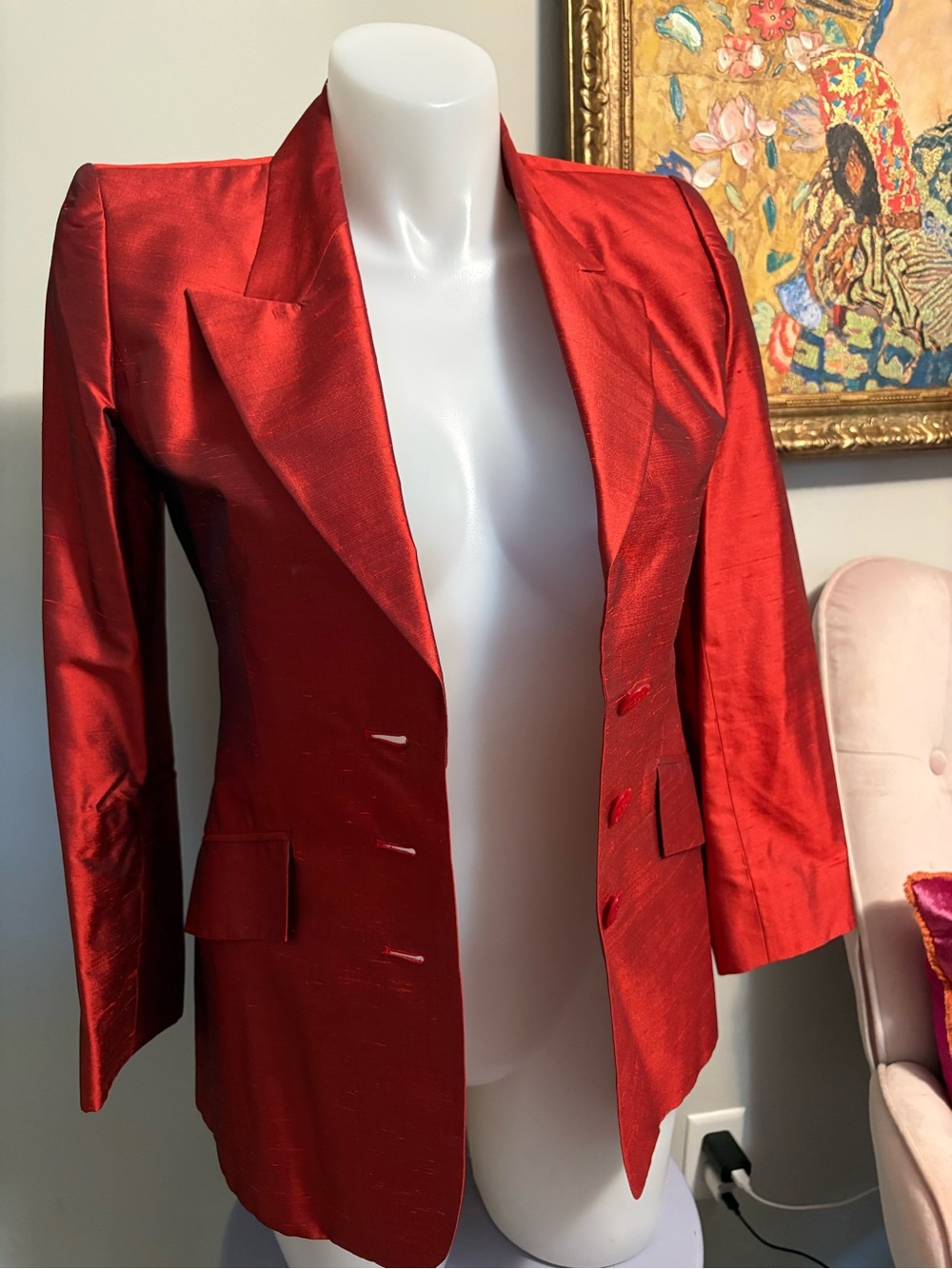 Yves Saint Laurent red vintage blazer 1990’s size 38 - pristine ❤️ - Picture 3 of 10